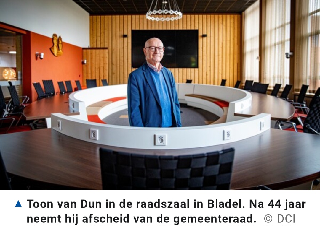 Toon van Dun na 44 jaar raadslid af in Bladel; hij wordt mentor aan de zijlijn